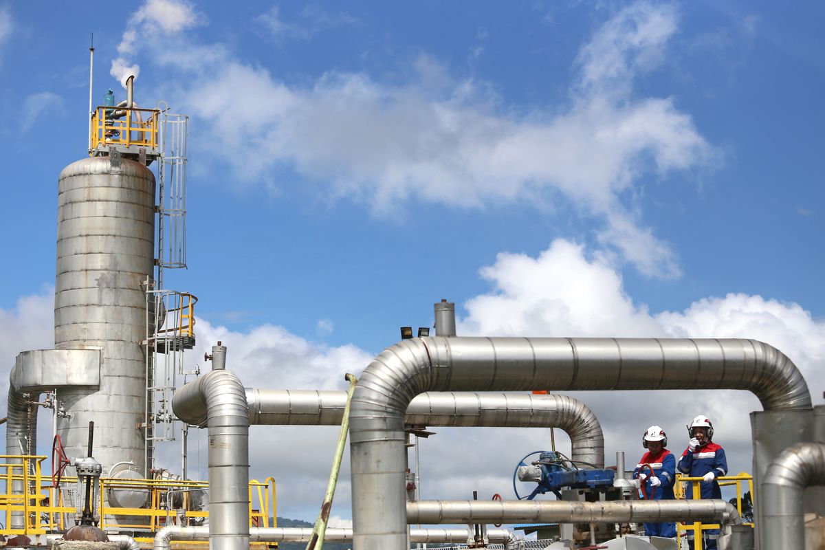 Energy workers at an oil and gas site
